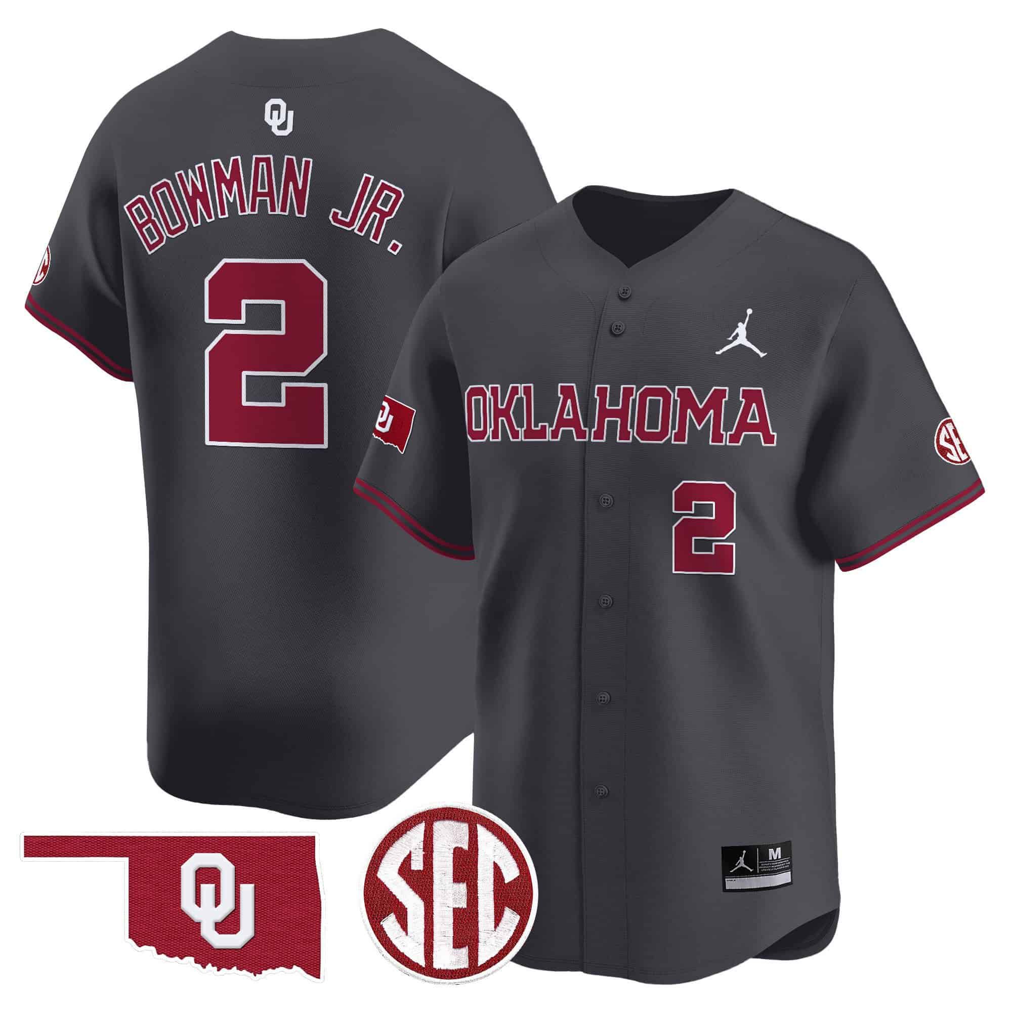 Men Oklahoma Sooners #2 Bowman jr Grey 2024 Vapor Premier Limited NCAA Jersey